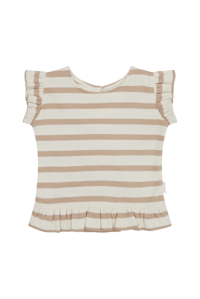 Top 'beige stripes' mit Rüschensaum FS25