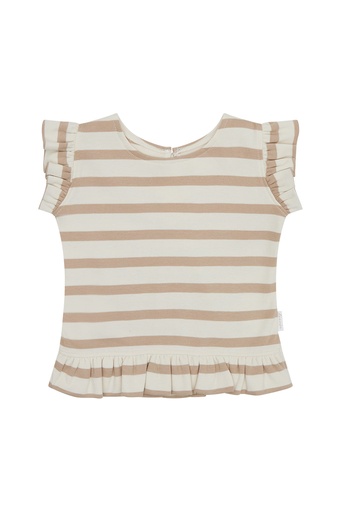 Top 'beige stripes' mit Rüschensaum FS25